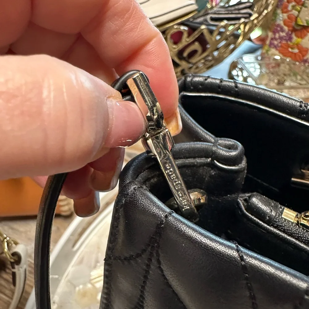 Gorgeous Kate Spade Quilted Black Leather Handbag And Matching Wallet!